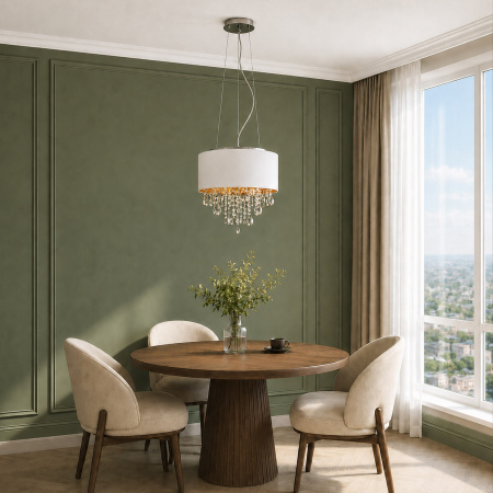 ST LUCE SL1350.503.04 Светильник подвесной ST-Luce Хром/Белый, Золотистый, Прозрачный E14 4*40W ЛАККИА
