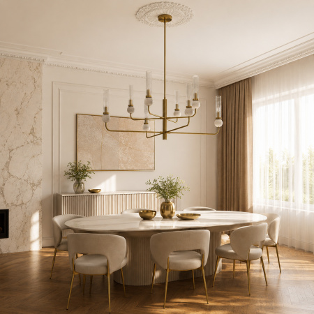 ST LUCE SL1244.303.08 Светильник подвесной ST-Luce латунь/прозрачный E14 8*40W МЕДЕА