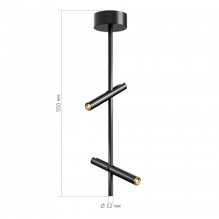 ST LUCE SL6210.403.02 Светильник подвесной ST-Luce Черный/Черный, Золотистый LED 2*3W 3000K ЛИЛИТ