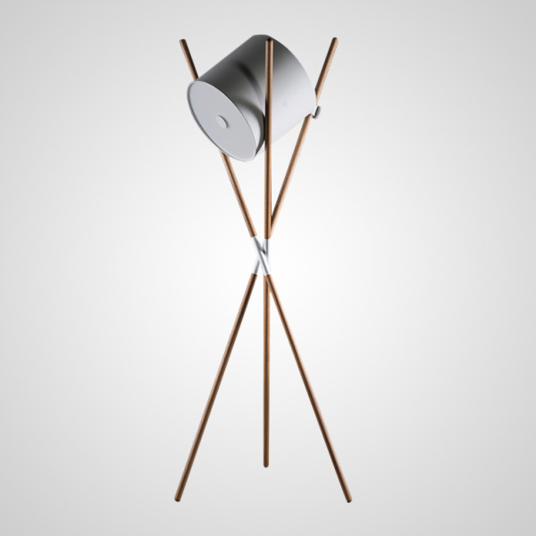 Торшер Lampatron CATAPULT. Белый плафон. Светлое дерево.
