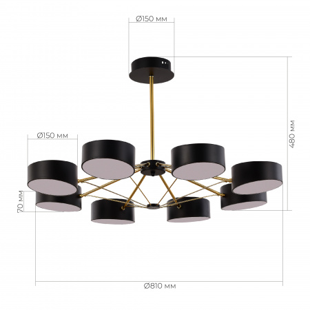 EVOLUCE SLE6005-402-08 Светильник потолочный Черный, Золотистый/Черный LED 8*10W ВАЛЛЕ
