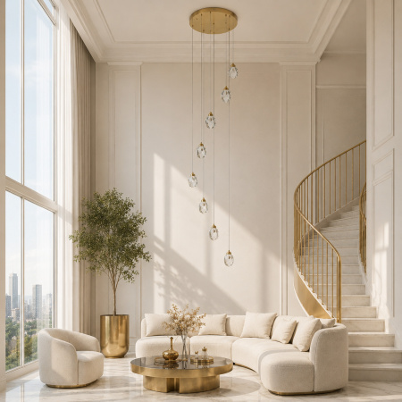 ST LUCE SL6114.203.08 Светильник подвесной ST-Luce Золотистый/Прозрачный LED 8*3W 3000K КАСКАТО