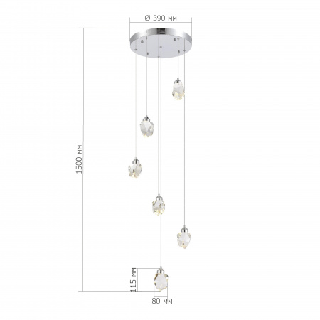 ST LUCE SL6114.103.06 Светильник подвесной ST-Luce Хром/Прозрачный LED 6*3W 3000K КАСКАТО