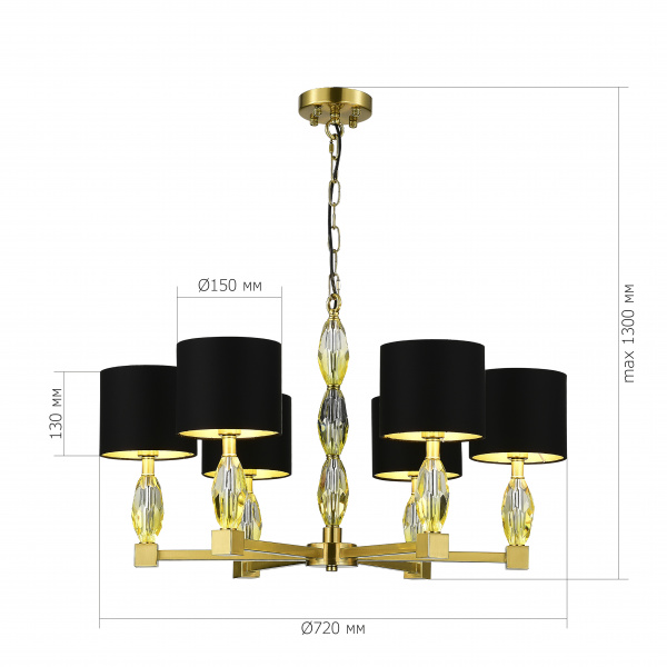 ST LUCE SL1759.303.06 Люстра подвесная ST-Luce Латунь/Черный E14 6*40W ЛИНГОТТИ