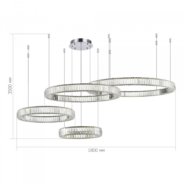ST LUCE SL1622.103.04 Люстра подвесная ST-Luce Хром/Прозрачный LED 1*190W 4000K ТИВОЛИ