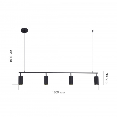 ST LUCE SL1213.403.04 Светильник подвесной ST-Luce Черный/Черный GU10 4*5W 4000K КЕНДО