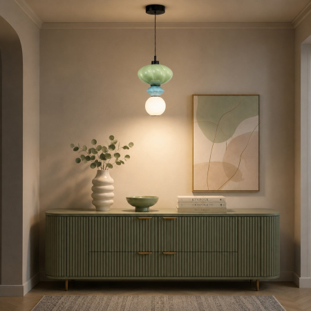 ST LUCE SL6134.403.01 Светильник подвесной ST-Luce черный/зелёный, синий, опаловый LED 1*8W 3000K ФЛОРЕНТИНИ