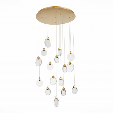 ST LUCE SL6104.203.16 Светильник подвесной ST-Luce Золотистый/Прозрачный,С пузырьками воздуха LED 16*3W 3000 МОНТЕЧЕЛИО