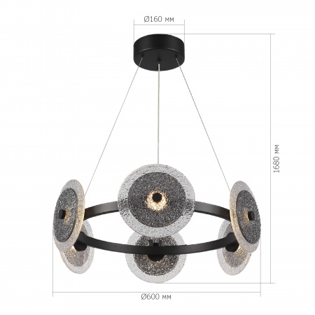 ST LUCE SL6142.433.01 Светильник подвесной ST-Luce черный/дымчатый LED 1*34W 4000K АЛЮМО