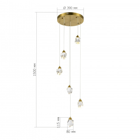 ST LUCE SL6114.203.06 Светильник подвесной ST-Luce Золотистый/Прозрачный LED 6*3W 3000K КАСКАТО